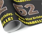 Papier Cadeau 62e anniversaire : Nom et Faux Motif de grains de (Coin rond)