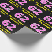 Papier Cadeau 62e anniversaire : Pink Stripes and Hearts "62" +  (Coin)