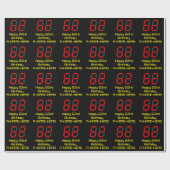 Papier Cadeau 62e anniversaire : Rouge Digital Clock Style "62" (Plat)