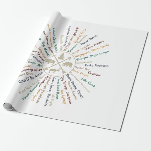 Papier Cadeau 63 Carte des parcs nationaux Cadeaux US Park Campi (Déroulé)