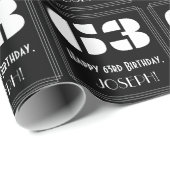 Papier Cadeau 63e anniversaire : Art Déco Inspiré Look "63" & No (Coin rond)