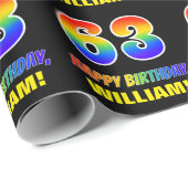 Papier Cadeau 63e anniversaire : Bold, amusant, simple, arc-en-c (Coin rond)