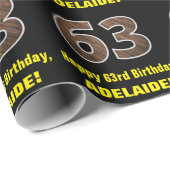 Papier Cadeau 63e anniversaire : Nom et Faux Motif de grains de  (Coin rond)