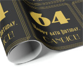 Papier Cadeau 64e anniversaire - Art Déco Inspiré Look "64" & No (Coin rond)