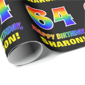 Papier Cadeau 64e anniversaire : Bold, amusant, simple, arc-en-c (Coin rond)