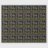 Papier Cadeau 64e anniversaire : Floral Flowers Numéro, Nom pers (Plat)