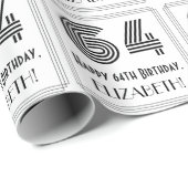 Papier Cadeau 64ème anniversaire : Art Déco Style inspiré "64" + (Coin rond)