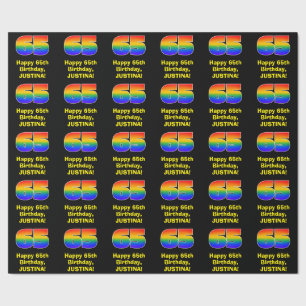 Papier Cadeau 65e anniversaire : Amusant, coloré arc-en-ciel ins