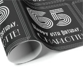 Papier Cadeau 65e anniversaire : Art Déco Inspiré Look "65" avec (Coin rond)