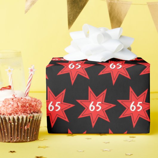 Papier Cadeau 65e anniversaire de l'étoile rouge (Fête d'anniversaire)