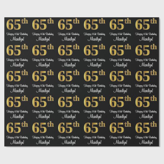 Papier Cadeau 65e anniversaire : Elégant luxe Faux Gold Look # (Plat)
