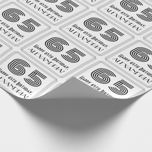 Papier Cadeau 65ème anniversaire : Art Déco Style inspiré "65" + (Coin)