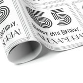 Papier Cadeau 65ème anniversaire : Art Déco Style inspiré "65" + (Coin rond)
