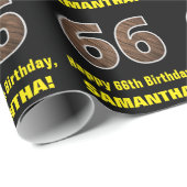 Papier Cadeau 66e anniversaire : Nom et Faux Motif du grain de b (Coin rond)