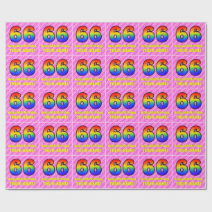 Papier Cadeau 66e anniversaire : Pink Stripes & Hearts, Arc en c