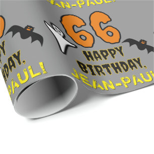 Papier Cadeau 66e anniversaire : Thème d'Halloween Éffrayant, No