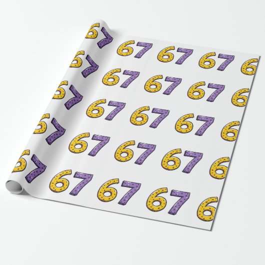 Papier Cadeau 67 Aucune Signification Jaune et Violet (Déroulé)