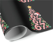 Papier Cadeau 67 Christmas Tree Candy Cane Holiday Six Seven  (Coin rond)