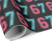 Papier Cadeau 67 Mème amusant Six Sept Gen Alpha (Coin rond)