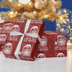 Papier Cadeau 67 Meme Drôle de Père Noël dit Six Sept Noël