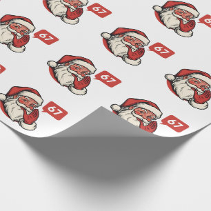 Papier Cadeau 67 Noël Joyeux Six Sept Brainrot Père Noël