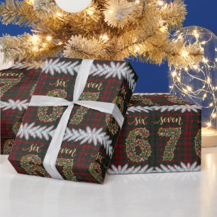 Papier Cadeau 67 Plaid de Noël Drôle Six Sept Meme Lumière de No
