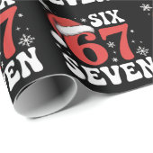 Papier Cadeau 67 Santa Hat Christmas Six Seven Funny Sayings (Coin rond)