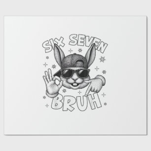 Papier Cadeau 67 Six Seven Bruh Lapin Mignon avec des Lunettes d
