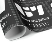 Papier Cadeau 67e anniversaire : Art Déco Inspiré Look "67" & No (Coin rond)