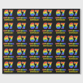 Papier Cadeau 67e anniversaire : Bold, amusant, simple, arc-en-c (Plat)