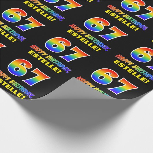 Papier Cadeau 67e anniversaire : Bold, amusant, simple, arc-en-c (Coin)