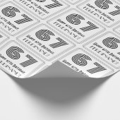 Papier Cadeau 67ème anniversaire : Art Déco Style inspiré "67" + (Coin)