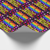 Papier Cadeau 68e anniversaire : Amour Hearts Motif, Arc-en-ciel (Coin)