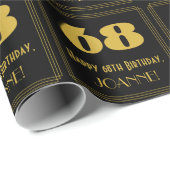 Papier Cadeau 68e anniversaire - Art Déco Inspiré Look "68" & No (Coin rond)