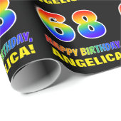 Papier Cadeau 68e anniversaire : Bold, amusant, simple, arc-en-c (Coin rond)