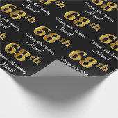 Papier Cadeau 68e anniversaire : Elégant luxe Faux Gold Look # (Coin)