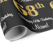 Papier Cadeau 68e anniversaire : Elégant luxe Faux Gold Look # (Coin rond)