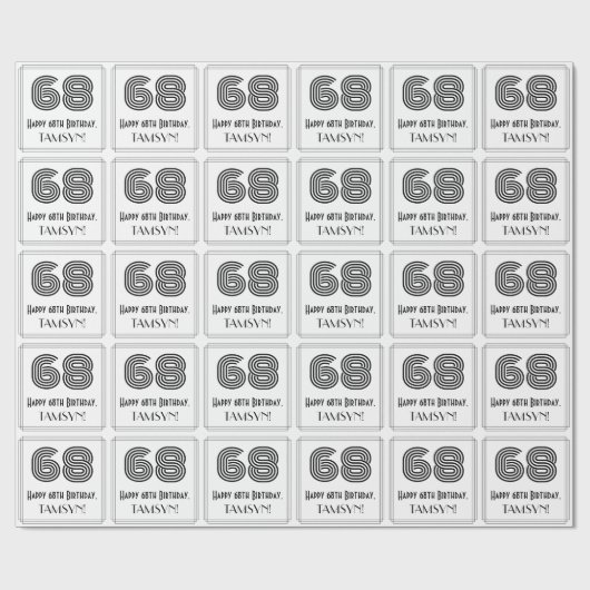 Papier Cadeau 68ème anniversaire : Art Déco Style inspiré "68" + (Plat)