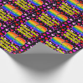 Papier Cadeau 69e anniversaire : Amour Hearts Motif, Arc-en-ciel (Coin)