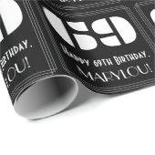 Papier Cadeau 69e anniversaire : Art Déco Inspiré Look "69" & No (Coin rond)