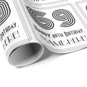 Papier Cadeau 69e anniversaire : Art Déco Style inspiré "69" + N (Coin rond)