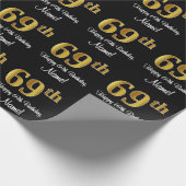 Papier Cadeau 69e anniversaire : Elégant luxe Faux Gold Look # (Coin)
