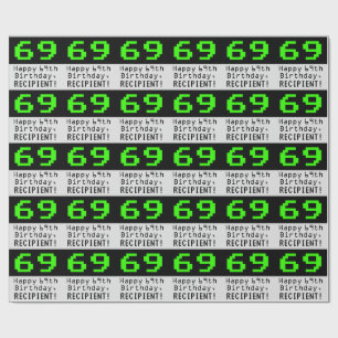 Papier Cadeau 69e anniversaire - Nerdy / Geeky Style "69" et nom