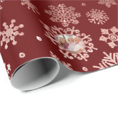 Papier Cadeau 6 Pic Custom Rose Gold Parties scintillant Snowfla (Coin rond)