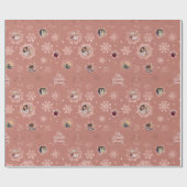 Papier Cadeau 6 Rose Modèle photo Parties scintillant or Snowfla (Plat)