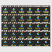 Papier Cadeau 6e anniversaire : Arc-en-ciel "6"; photos et nom p (Plat)