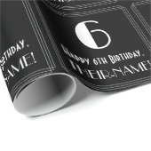 Papier Cadeau 6e anniversaire - Art Déco Inspiré Look "6", Nom (Coin rond)