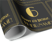 Papier Cadeau 6e anniversaire ~ Art Déco Inspiré Look "6", Nom (Coin rond)