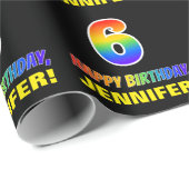 Papier Cadeau 6e anniversaire : Bold, amusant, simple, arc-en-ci (Coin rond)