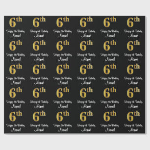 Papier Cadeau 6e anniversaire : Elégant luxe Faux Gold Look #